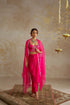 Hot Pink Draped Skirt With Bustier And Cape